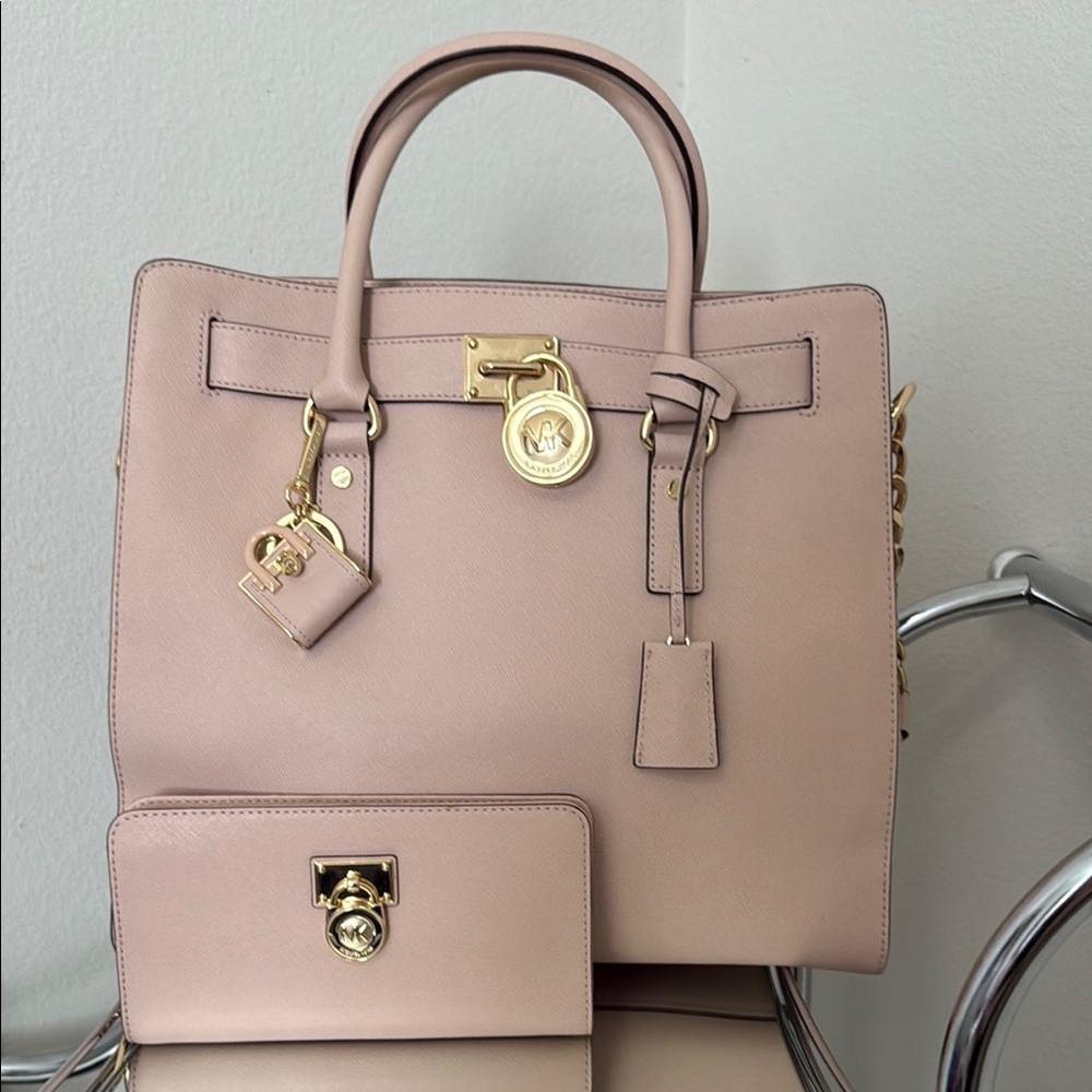 Michael Stars Pink Satchel with Gold Accents